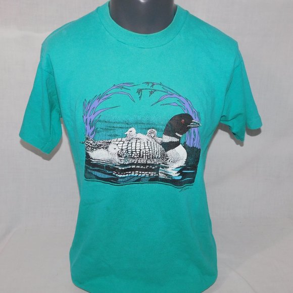 Fruit of the Loom Other - Vintage Loon Mom & Babies Swimming T Shirt Mens L ( unisex ) Teal purple